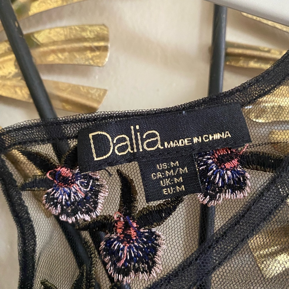 Dalia Black Sheer Floral Embroidered Blouse - Picture 3 of 3